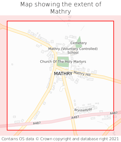 Map showing extent of Mathry as bounding box