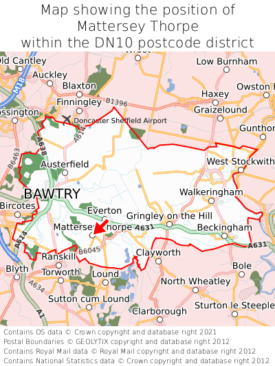 Map showing location of Mattersey Thorpe within DN10