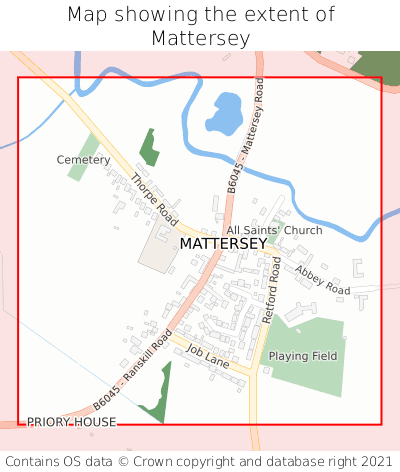 Map showing extent of Mattersey as bounding box
