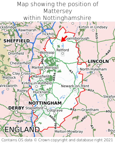 Map showing location of Mattersey within Nottinghamshire
