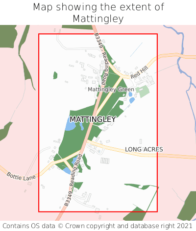 Map showing extent of Mattingley as bounding box