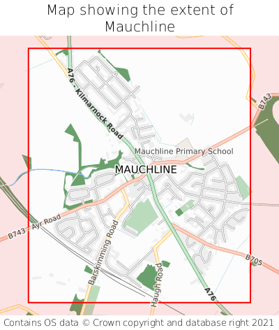 Map showing extent of Mauchline as bounding box