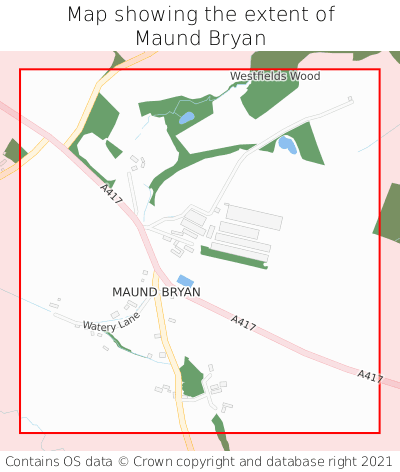 Map showing extent of Maund Bryan as bounding box