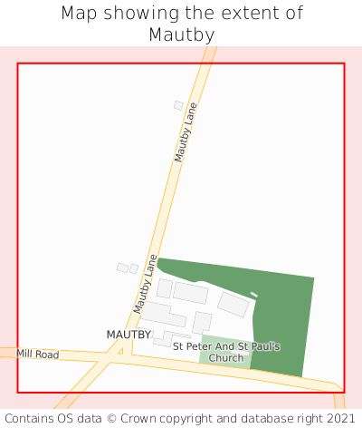 Map showing extent of Mautby as bounding box