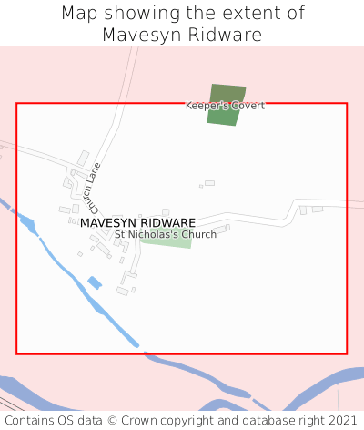 Map showing extent of Mavesyn Ridware as bounding box
