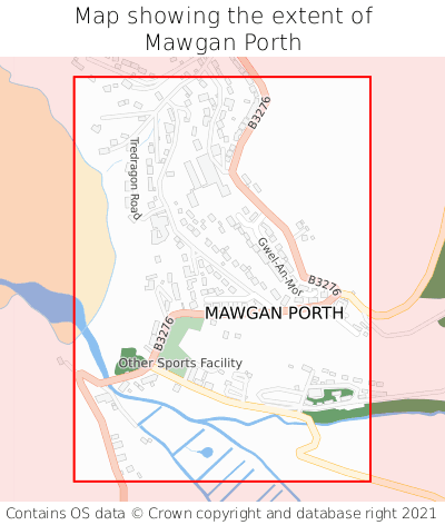 Map showing extent of Mawgan Porth as bounding box