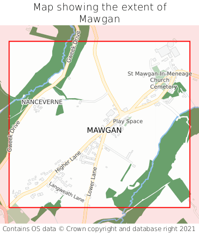 Map showing extent of Mawgan as bounding box