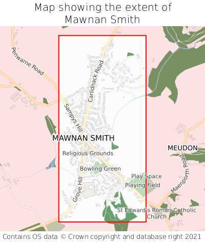 Map showing extent of Mawnan Smith as bounding box