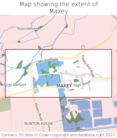 Map showing extent of Maxey as bounding box