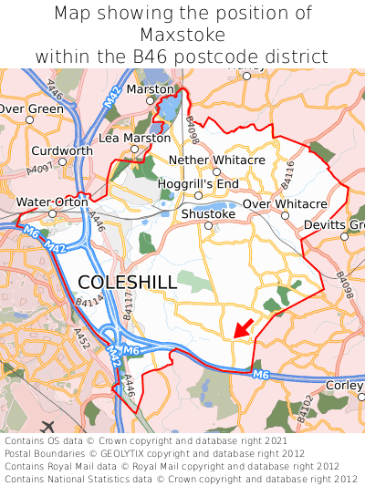 Map showing location of Maxstoke within B46