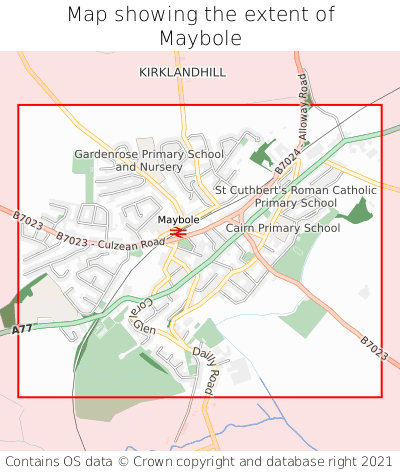 Map showing extent of Maybole as bounding box