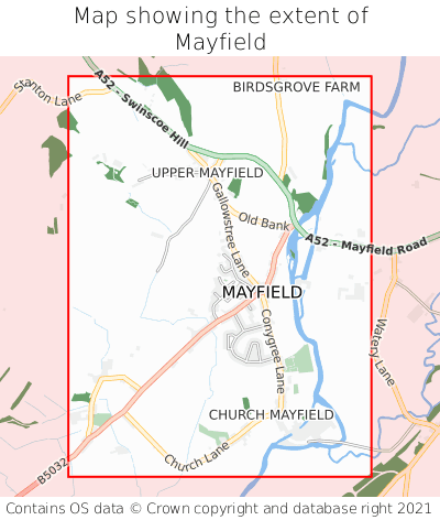 Map showing extent of Mayfield as bounding box