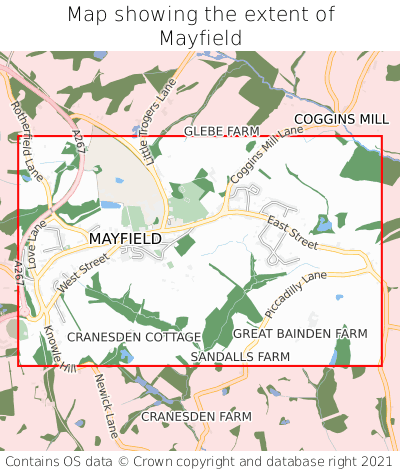 Map showing extent of Mayfield as bounding box