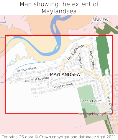 Map showing extent of Maylandsea as bounding box