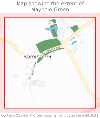 Map showing extent of Maypole Green as bounding box