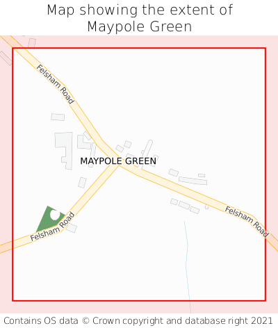 Map showing extent of Maypole Green as bounding box