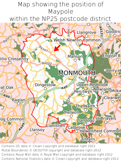 Map showing location of Maypole within NP25