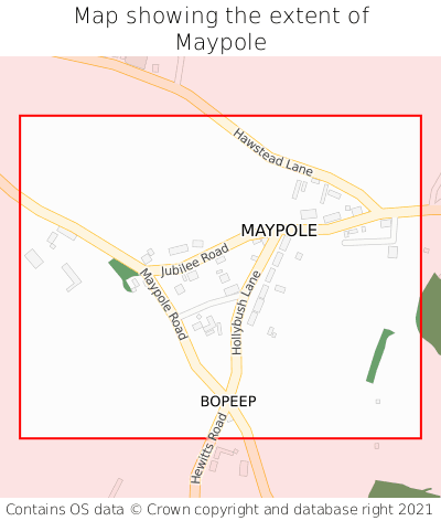 Map showing extent of Maypole as bounding box