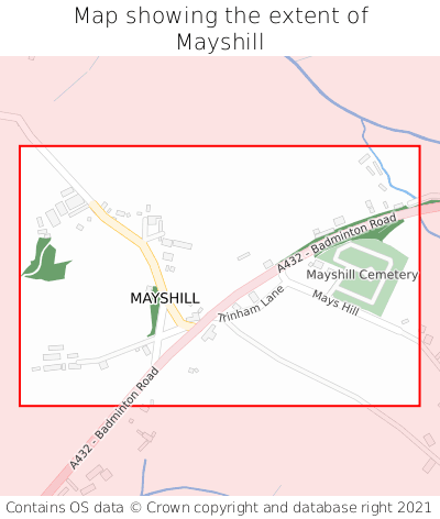 Map showing extent of Mayshill as bounding box