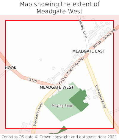 Map showing extent of Meadgate West as bounding box