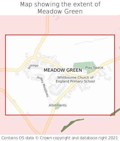 Map showing extent of Meadow Green as bounding box