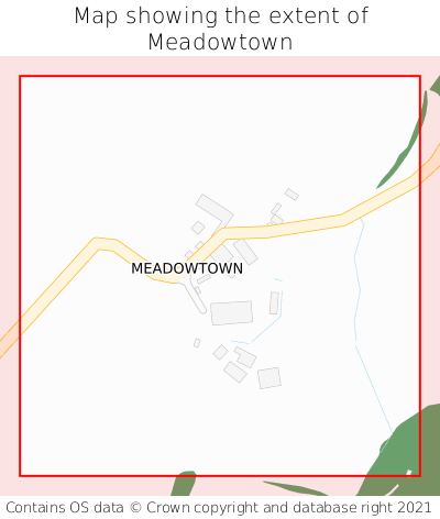 Map showing extent of Meadowtown as bounding box