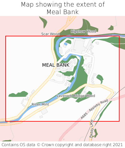 Map showing extent of Meal Bank as bounding box