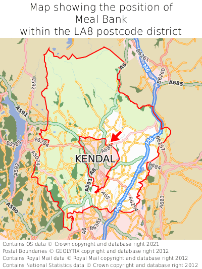 Map showing location of Meal Bank within LA8