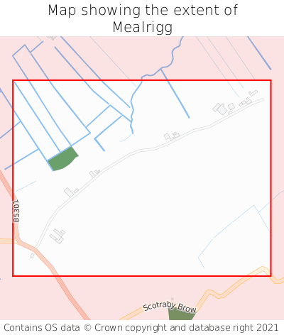 Map showing extent of Mealrigg as bounding box