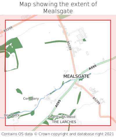 Map showing extent of Mealsgate as bounding box