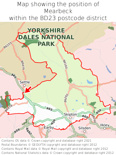 Map showing location of Mearbeck within BD23