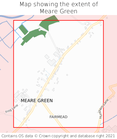 Map showing extent of Meare Green as bounding box