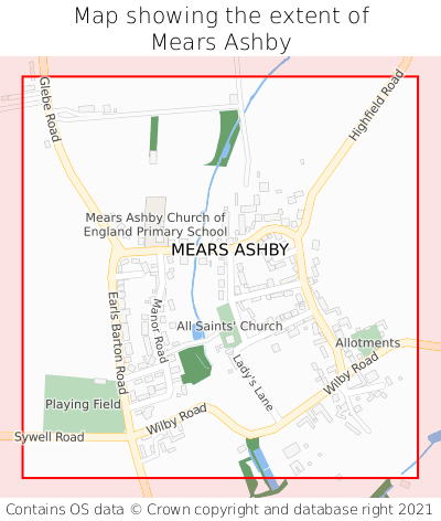Map showing extent of Mears Ashby as bounding box