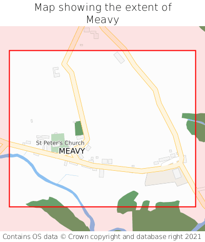 Map showing extent of Meavy as bounding box