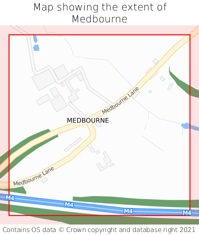 Map showing extent of Medbourne as bounding box