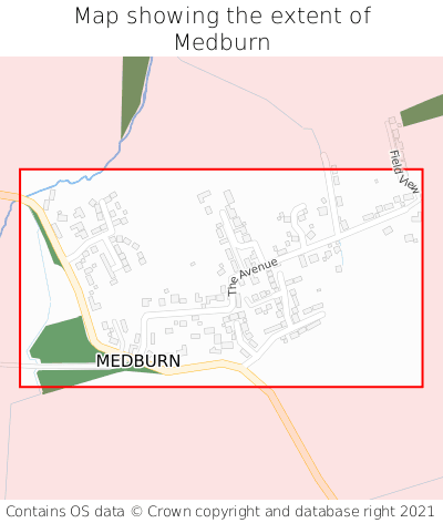 Map showing extent of Medburn as bounding box