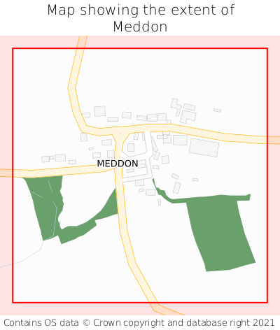 Map showing extent of Meddon as bounding box