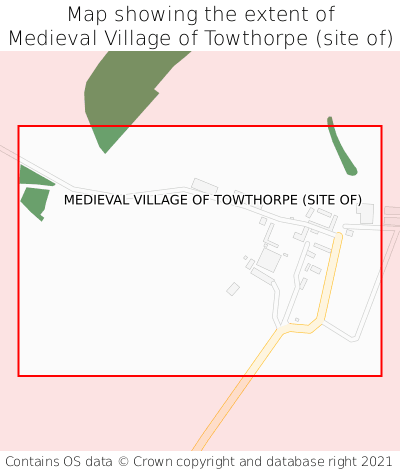 Map showing extent of Medieval Village of Towthorpe (site of) as bounding box