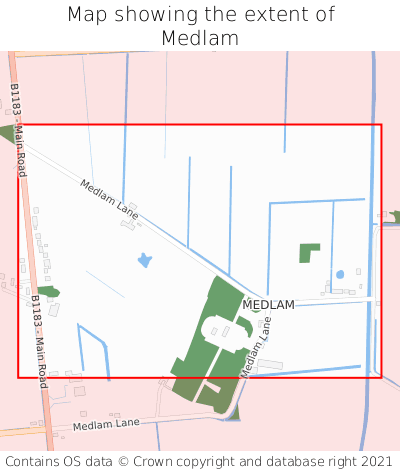 Map showing extent of Medlam as bounding box