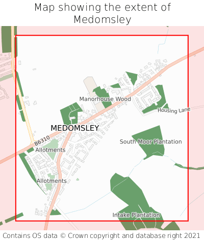 Map showing extent of Medomsley as bounding box