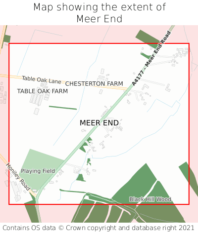 Map showing extent of Meer End as bounding box