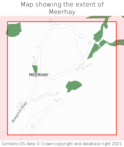 Map showing extent of Meerhay as bounding box