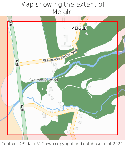 Map showing extent of Meigle as bounding box