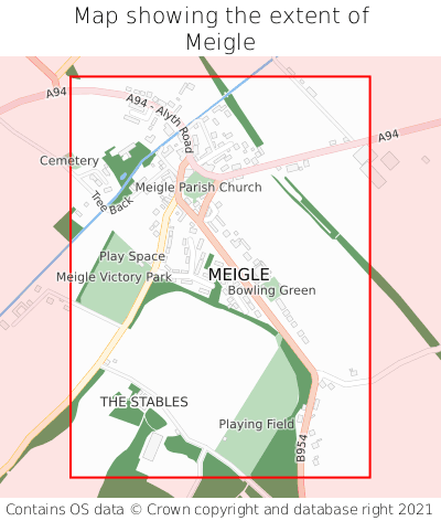 Map showing extent of Meigle as bounding box