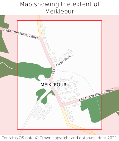 Map showing extent of Meikleour as bounding box