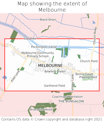 Map showing extent of Melbourne as bounding box
