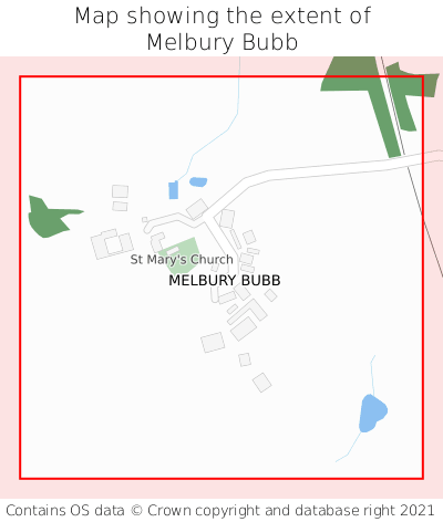 Map showing extent of Melbury Bubb as bounding box