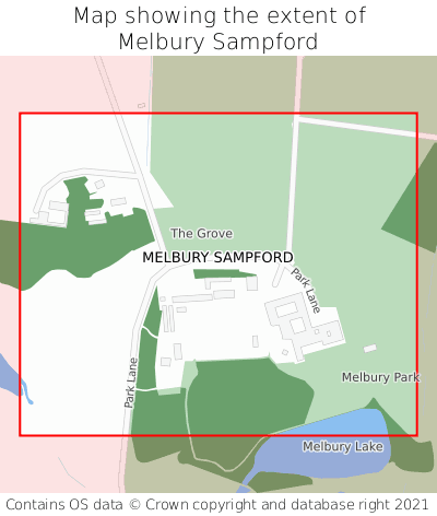 Map showing extent of Melbury Sampford as bounding box