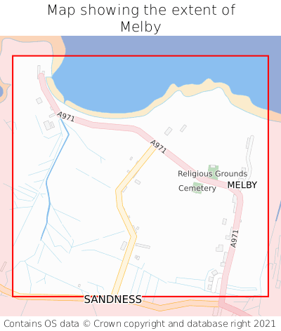 Map showing extent of Melby as bounding box