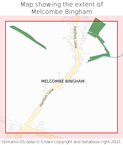 Map showing extent of Melcombe Bingham as bounding box